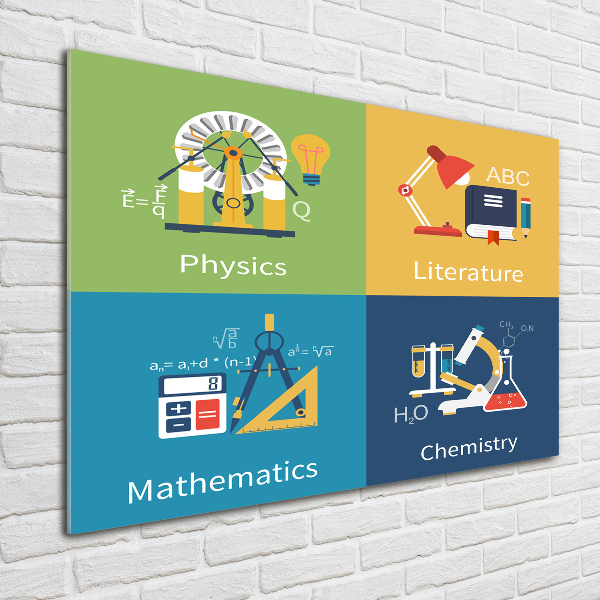 Schilderij glas Schoolvakken