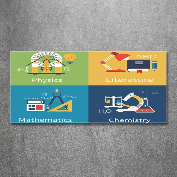 Schilderij glas Schoolvakken