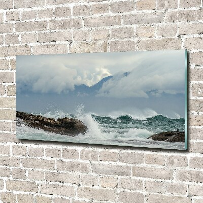 Schilderij op glas Ruwe zee