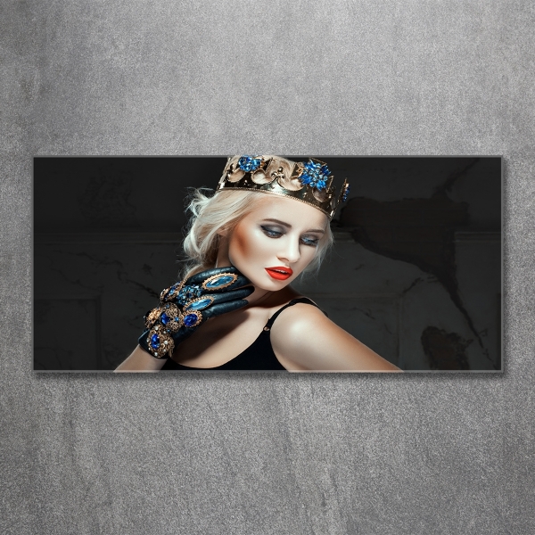 Foto schilderij op glas Vrouw met een kroon