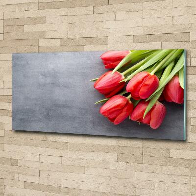Schilderij op glas Rode tulpen