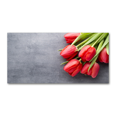 Schilderij op glas Rode tulpen