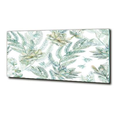 Foto schilderij op glas Bloemen en bladeren