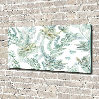 Foto schilderij op glas Bloemen en bladeren