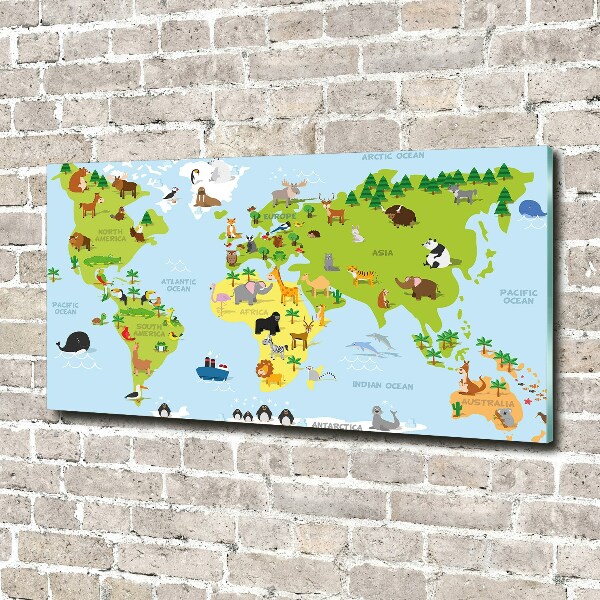 Glazen schilderij Dierenkaart