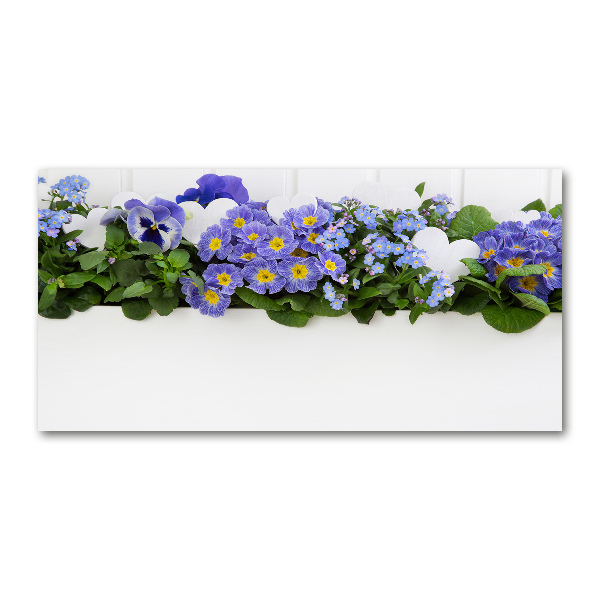 Schilderij glas Blauwe bloemen