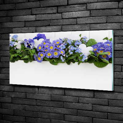 Schilderij glas Blauwe bloemen
