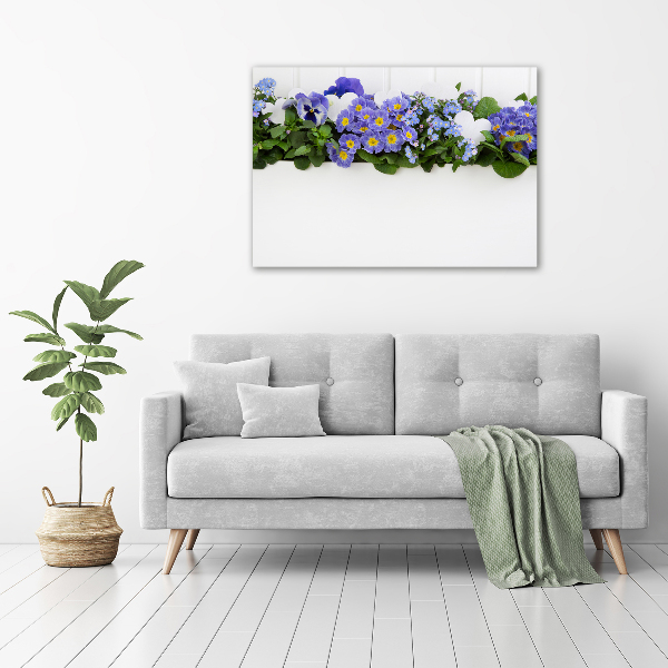 Schilderij glas Blauwe bloemen