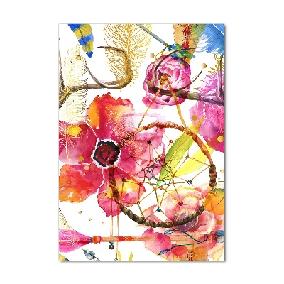 Verticale glasfoto Bloemen in boho-stijl