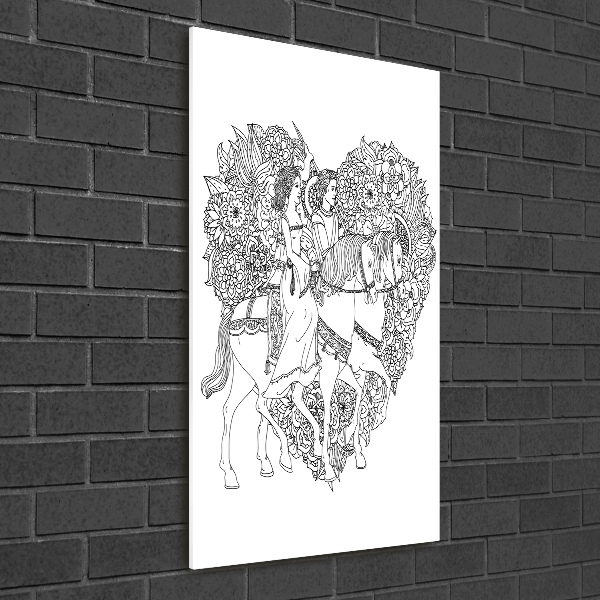 Verticale glasfoto vrouw en man