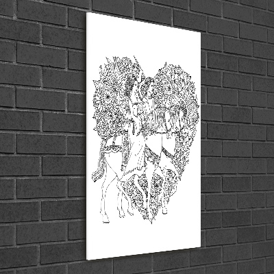 Verticale glasfoto vrouw en man