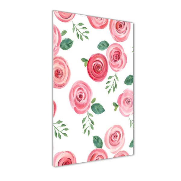 Verticale glasfoto Roze rozen