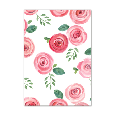Verticale glasfoto Roze rozen