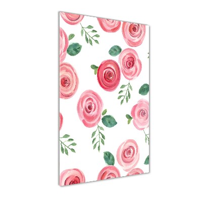 Verticale glasfoto Roze rozen