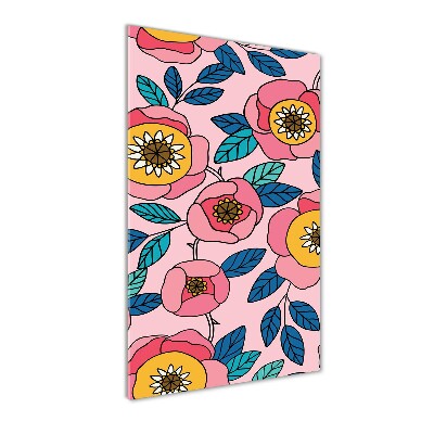 Verticale glasfoto Kleurrijke bloemen