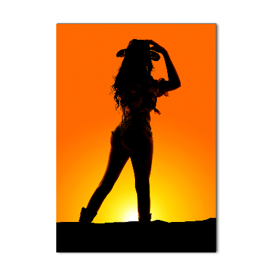 Verticale foto op glas Silhouet van een cowgirl