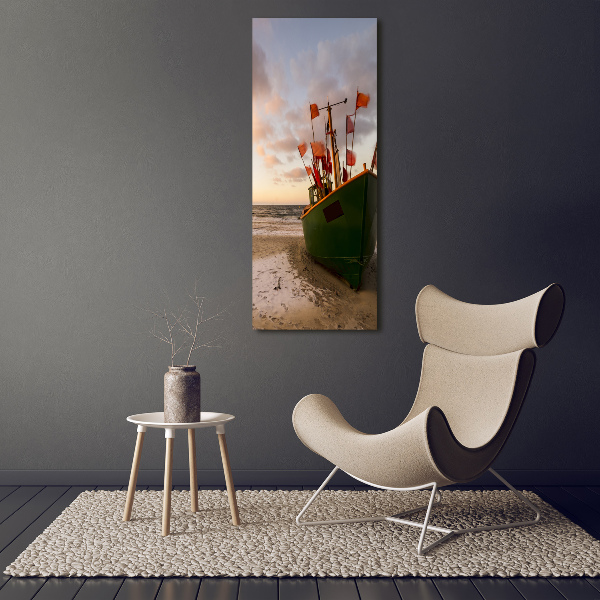 Verticale glasfoto Vissersboot