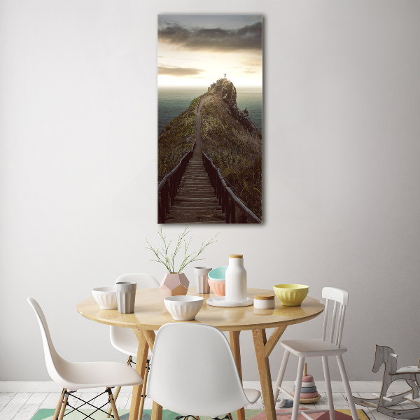 Verticale foto op glas Pad op de rots