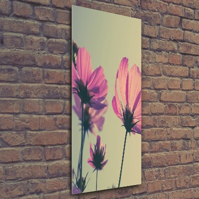 Verticale glasfoto Roze bloemen