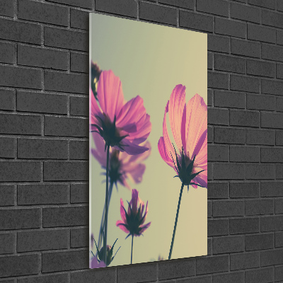 Verticale glasfoto Roze bloemen
