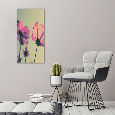 Verticale glasfoto Roze bloemen