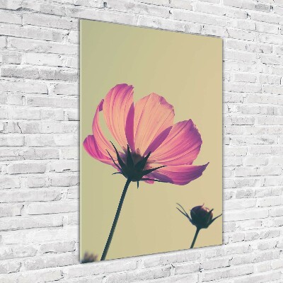 Verticale glasfoto Roze bloemen