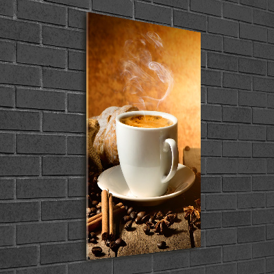 Verticale glasfoto Een kopje koffie