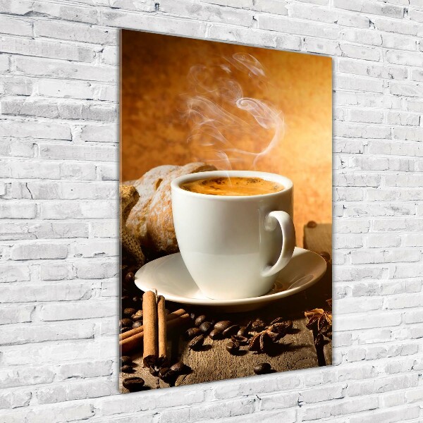 Verticale glasfoto Een kopje koffie