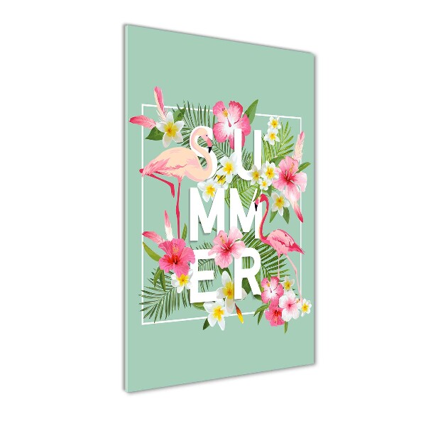 Verticaal glasschilderij Vakanties en flamingo's