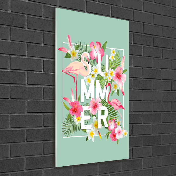 Verticaal glasschilderij Vakanties en flamingo's