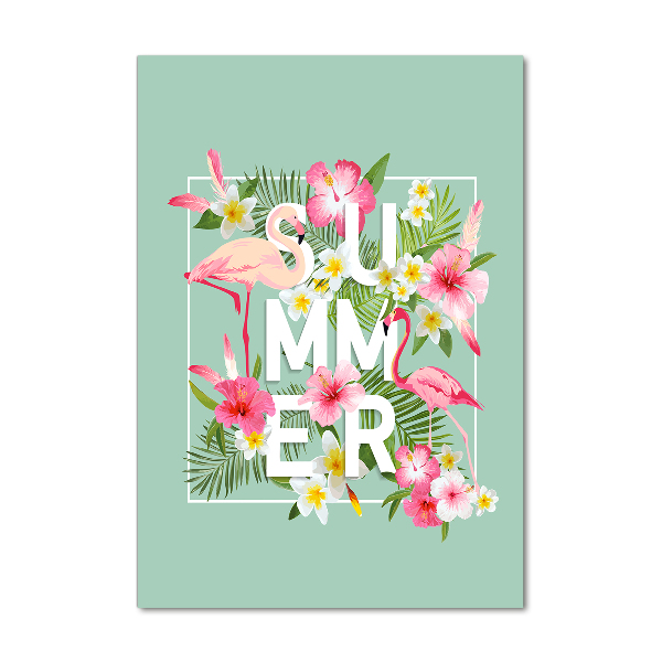 Verticaal glasschilderij Vakanties en flamingo's