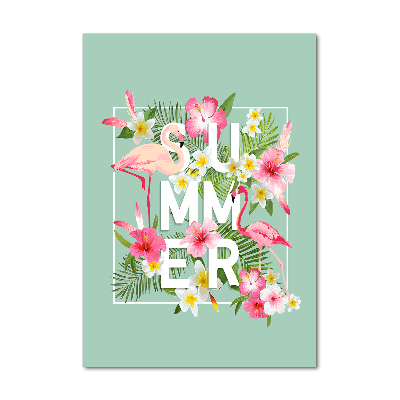 Verticaal glasschilderij Vakanties en flamingo's