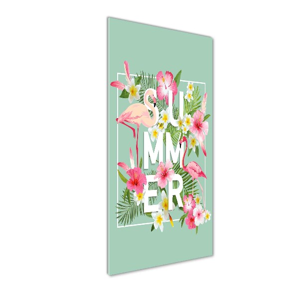 Verticaal glasschilderij Vakanties en flamingo's