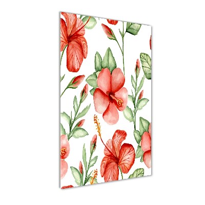 Verticale glasfoto Tropische bloemen