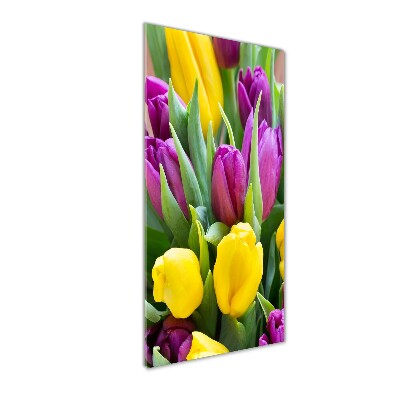 Verticale glasfoto Kleurrijke tulpen