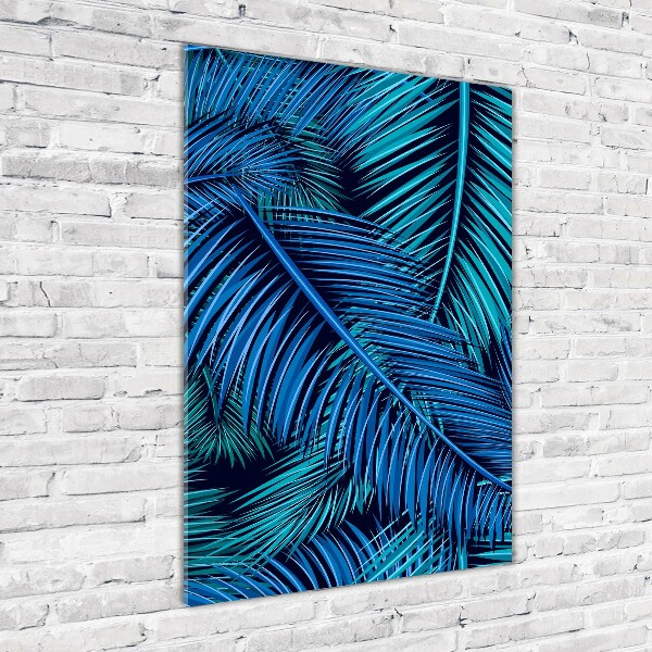 Verticale glasfoto Palmbladeren