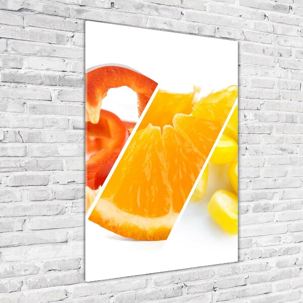 Verticale glasfoto Groenten en fruit
