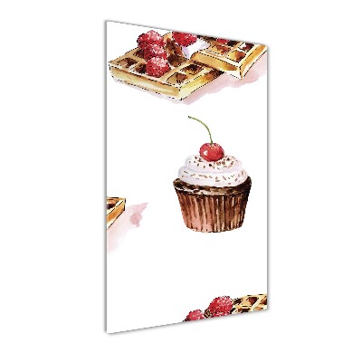 Verticale glasfoto Muffins en wafels