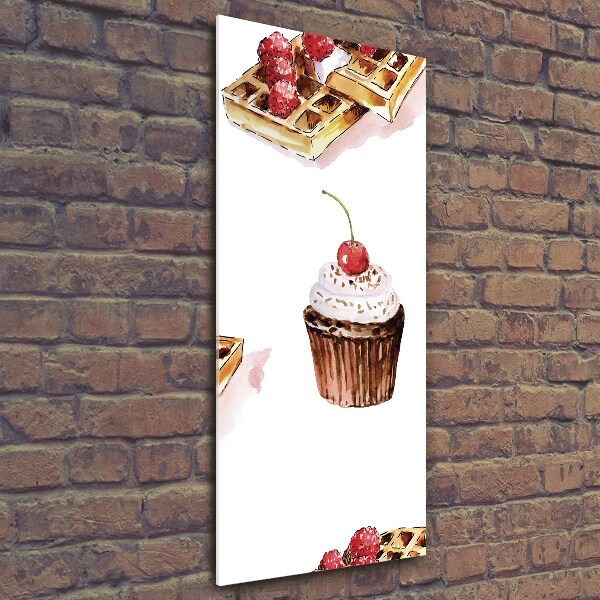 Verticale glasfoto Muffins en wafels