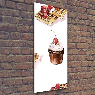Verticale glasfoto Muffins en wafels