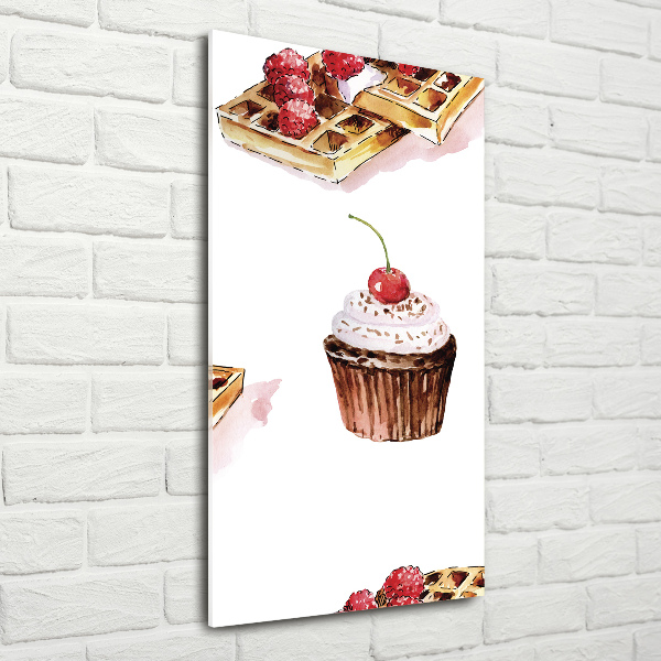 Verticale glasfoto Muffins en wafels