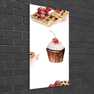 Verticale glasfoto Muffins en wafels