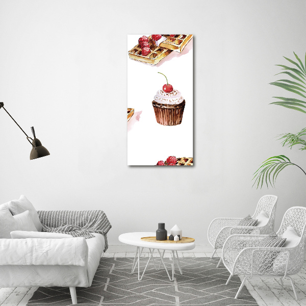 Verticale glasfoto Muffins en wafels