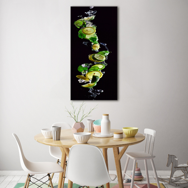 Verticaal glasschilderij Limoenen en citroenen