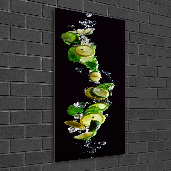 Verticaal glasschilderij Limoenen en citroenen