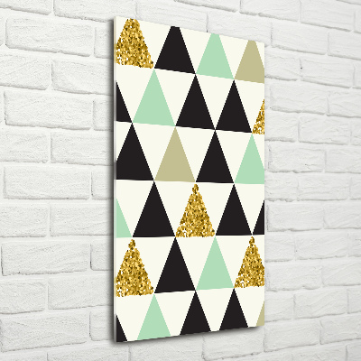 Verticaal glasschilderij Kleurrijke driehoeken