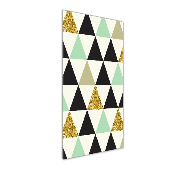 Verticaal glasschilderij Kleurrijke driehoeken