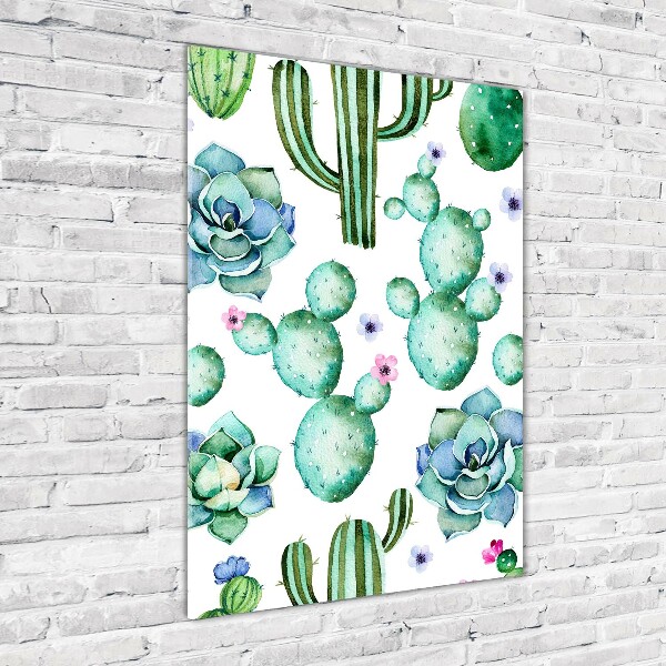 Verticaal glasschilderij Cactussen