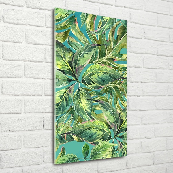 Verticale glasfoto Tropische bladeren