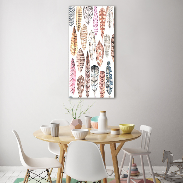 Verticale glasfoto Kleurrijke veren